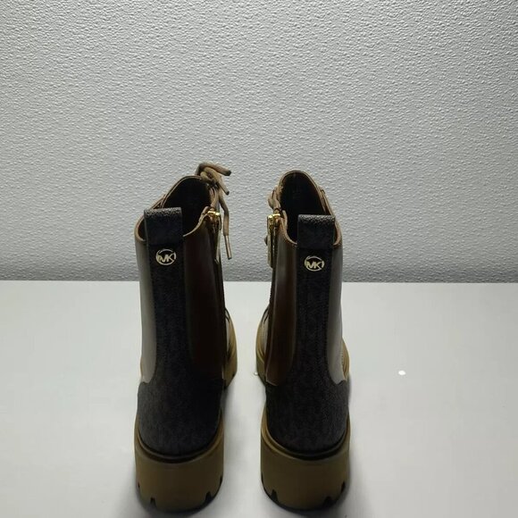 NEW MICHAEL KORS Weiss Combat Bootie Faux Leather Women's Size 6.5 Tall Brown - Picture 2 of 6